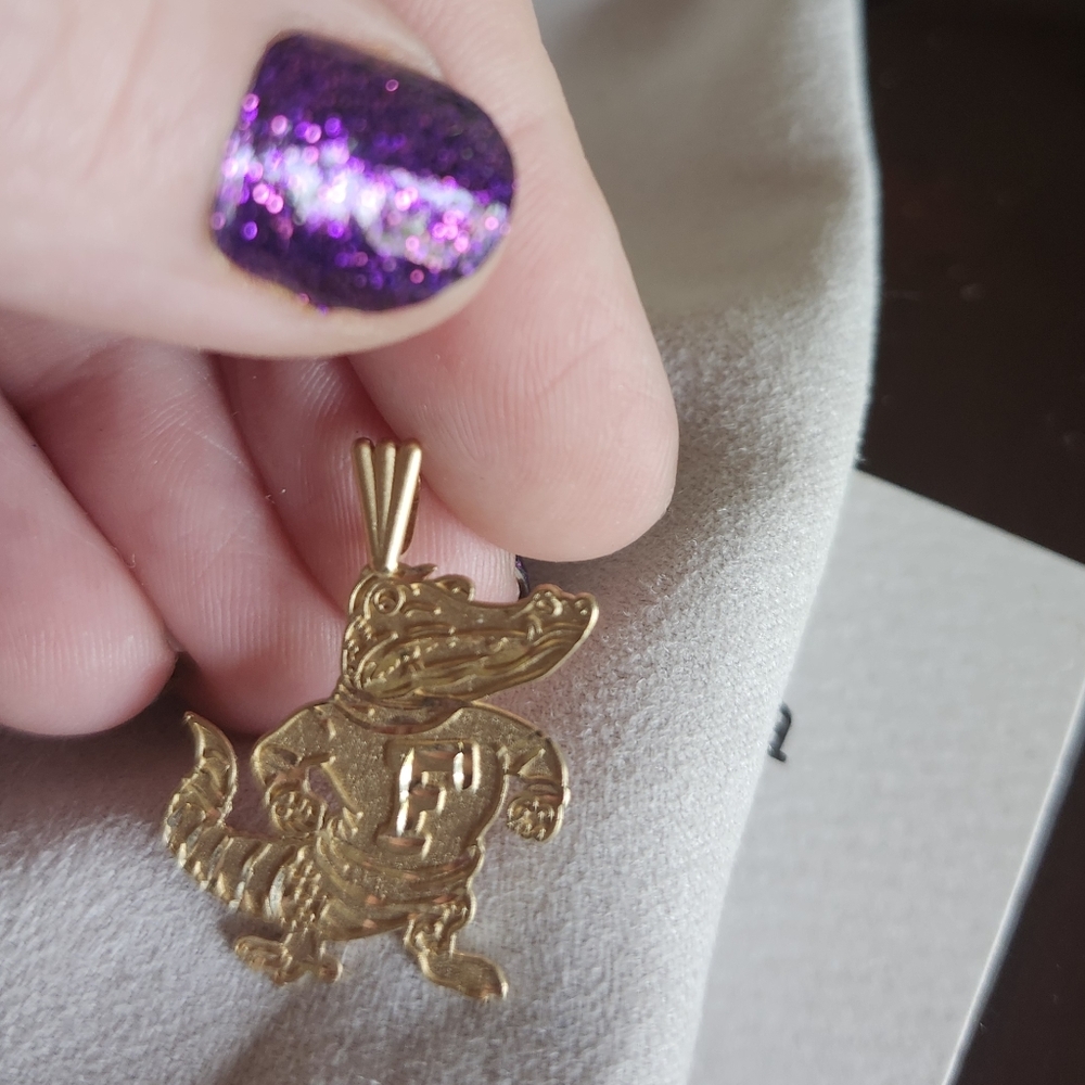 Gold Plated University of Florida Charm With Earrings One Is Broken